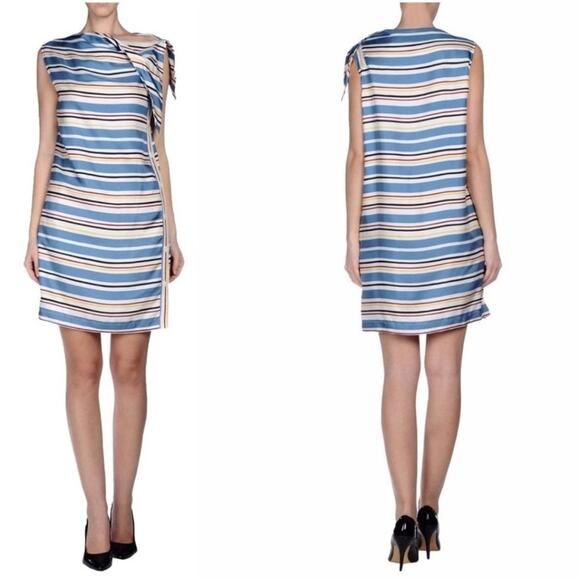 NEW See By Chloe Red Silk Striped Dress Sz 8 - Picture 10 of 10